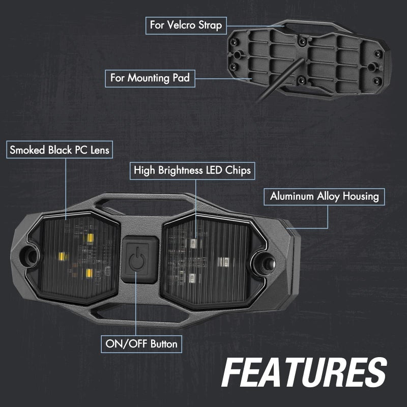 ACEC SHOP UTV Dome Light, Universal Roll Bar LED Dome Light Utility Roll Cage Lights UTV Interior Lights Courtesy Lighting Roll Bar Mount LED Light for UTV Polaris RZR Ranger SXS Truck - White/Red - Image 5