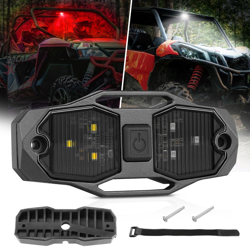 ACEC SHOP UTV Dome Light, Universal Roll Bar LED Dome Light Utility Roll Cage Lights UTV Interior Lights Courtesy Lighting Roll Bar Mount LED Light for UTV Polaris RZR Ranger SXS Truck - White/Red - Image 1