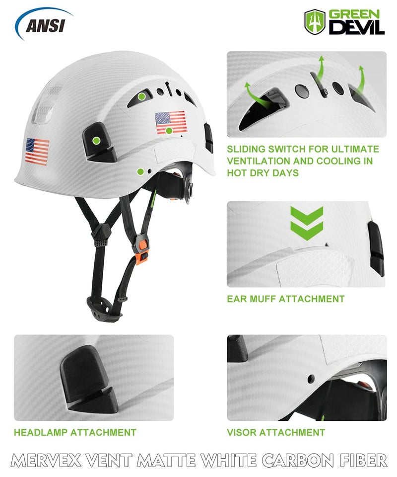 GREEN DEVIL Safety Helmet Hard Hat Adjustable Lightweight Vented ABS Work Helmet 6-Point Suspension ANSI Z89.1 Approved Ideal for Industrial & Construction - Image 2