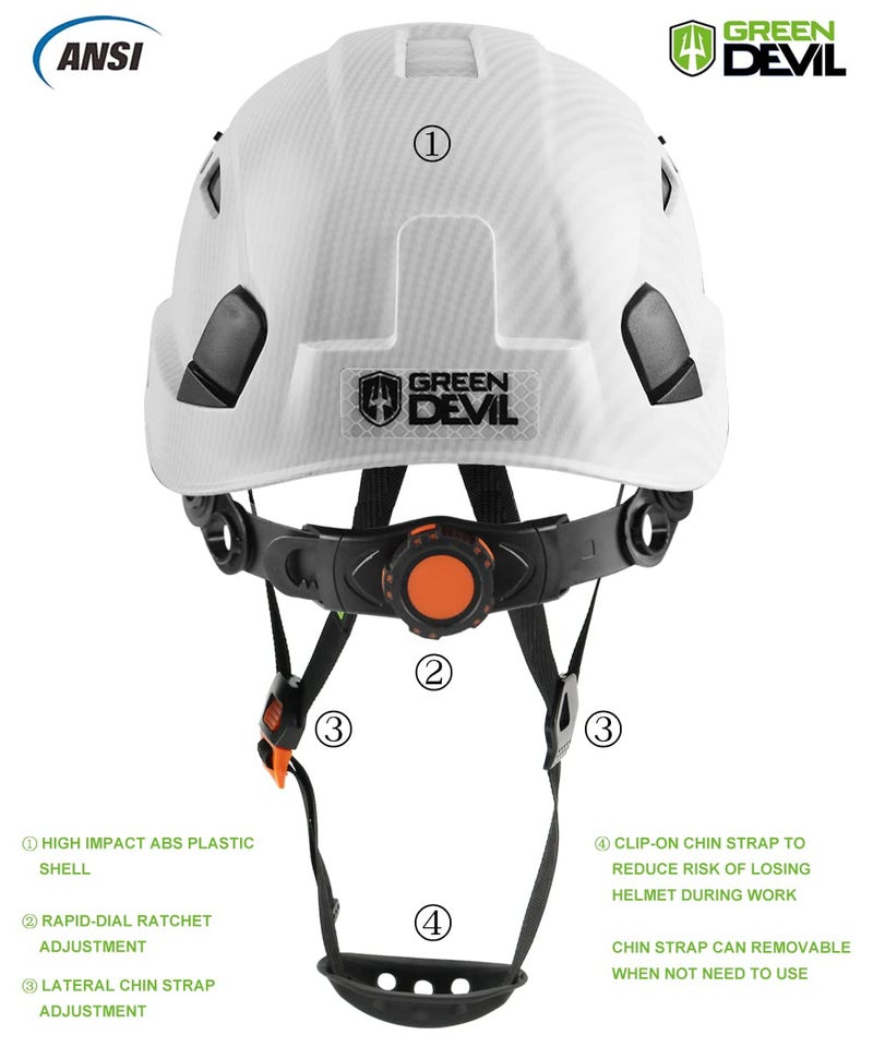 GREEN DEVIL Safety Helmet Hard Hat Adjustable Lightweight Vented ABS Work Helmet 6-Point Suspension ANSI Z89.1 Approved Ideal for Industrial & Construction - Image 4