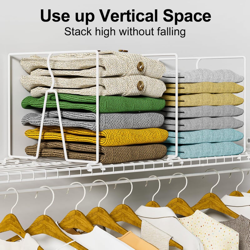 SortNStore Wire Shelf Dividers for Closet: Tall 8 Pack 12-inch Deep Wire Rack Accessories - Adjustable Purse Organizer for Clothes Handbags - Metal Pantry Separators - Image 4