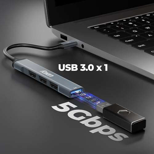 Foxin 4-in-1 USB-C Hub | Type C Hub to USB 3.0 + 3 USB 2.0 Ports, Upto 5 Gbps High Speed Data Transfer | Slim Aluminium Portable C-Type Hub for Laptop, MacBook, Tablets & Mobiles | 15cm Cable - FTH C4 - Image 4