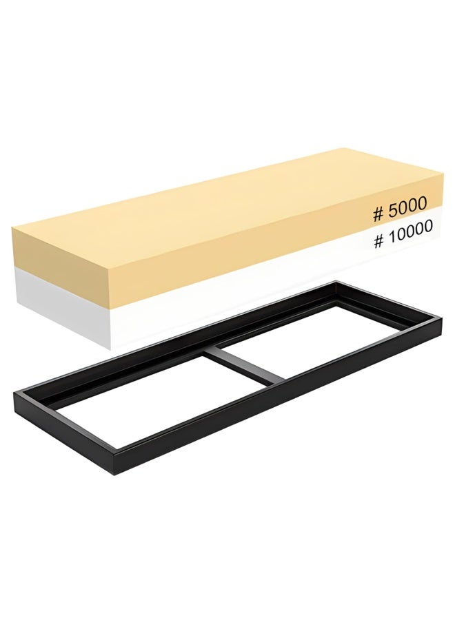 Vecu  Whetstone 5000 10000 Grit Sharpening Stone 2 Side Polishing Kit Professional Waterstone Sharpener For Kitchen Cutlery And Outdoor Blades Polishing Tools Waterstone Rubber Stone Holder Included  - Image 1