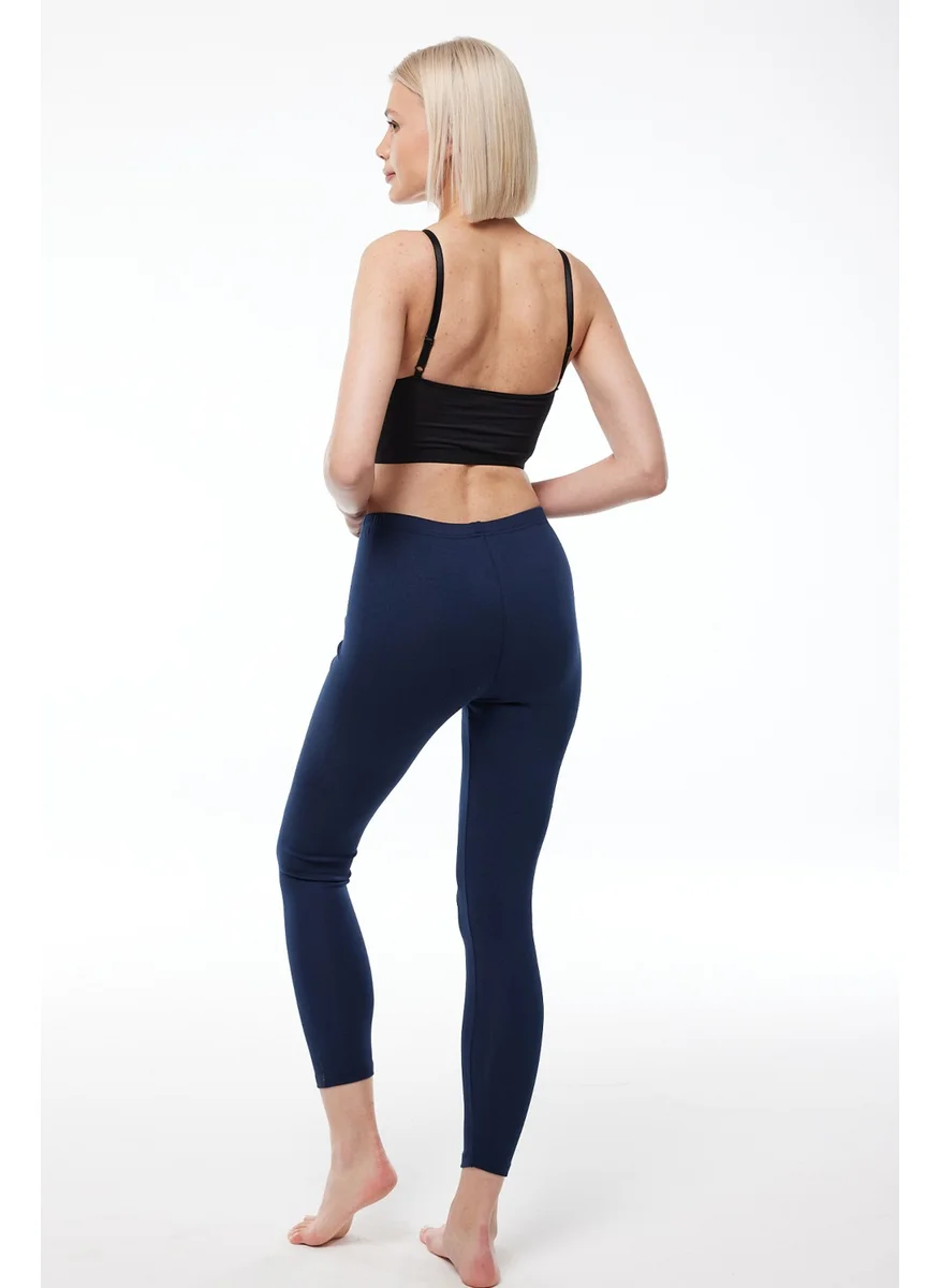 مالابادي Women's Navy Blue Modal Winter Long Tights with Ruffle Inside 1903