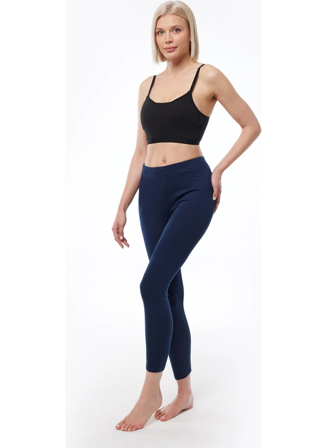 مالابادي Women's Navy Blue Modal Winter Long Tights with Ruffle Inside 1903