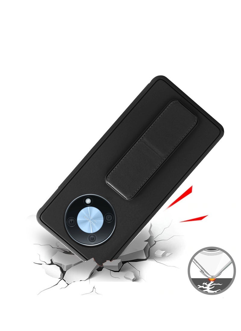 MUNTAQI Hand Grip Magnetic Case Cover for Huawei Nova Y90 – Black, Shockproof, Impact Resistant, Built-In Iron Frame, Finger Strap, Foldable Kickstand, Ergonomic Design for Secure Grip, Full Access to Ports - Image 2