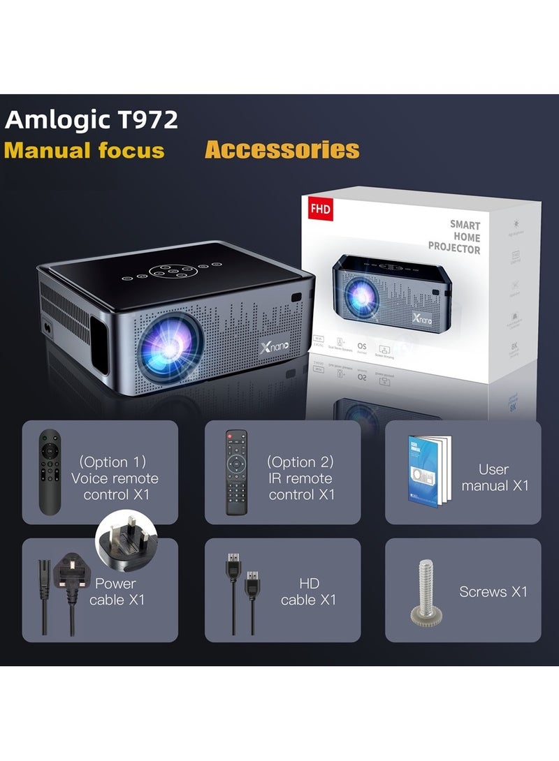 Xnano Classic Smart Projector Xnano X1 Pro Full HD 5G Smart Projector 8K 1080P Resolution 12000 Lumens Dual Band WiFi Manual Focus Keystone Correction Dual Stereo Speakers Dolby Digital Two-Way Bluetooth Connection Low Noise-Efficient Cooling System - Image 4