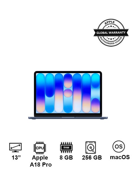 MacBook Neo | 13-Inch Display | A18 Pro, 6-core CPU, 5-core GPU, 16-core Neural Engine Processor | 8GB RAM | 256GB SSD| English Keyboard | International Version | Indigo Indigo