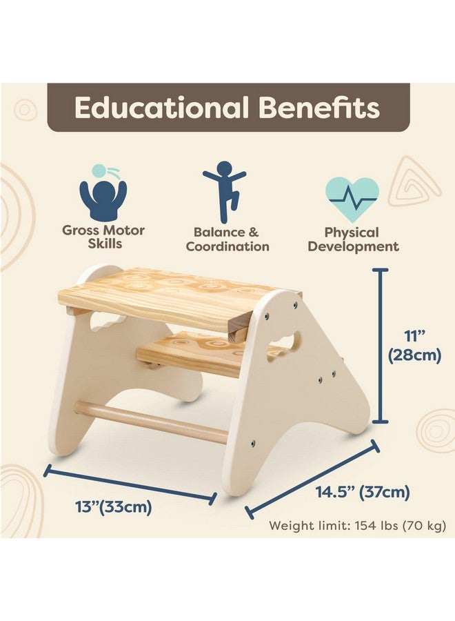 B. Toys B. toys- B. spaces- Step Stool for Kids - Ivory & Wood Stepping Stool for The Bedroom, Bathroom, Kitchen - Furniture for Toddlers - Peek-A-Boost - 2 Years +  - Image 4