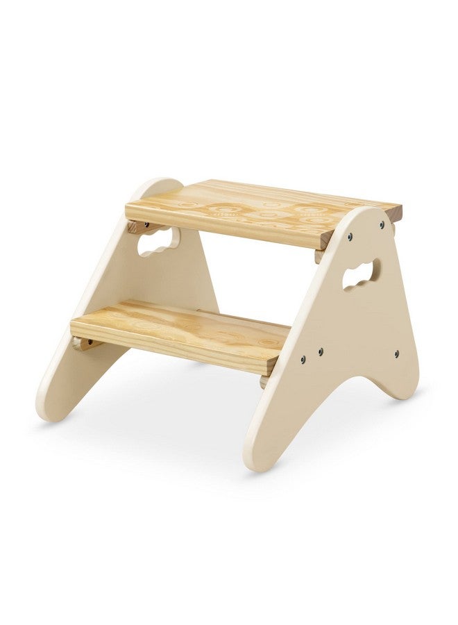 B. Toys B. toys- B. spaces- Step Stool for Kids - Ivory & Wood Stepping Stool for The Bedroom, Bathroom, Kitchen - Furniture for Toddlers - Peek-A-Boost - 2 Years +  - Image 1