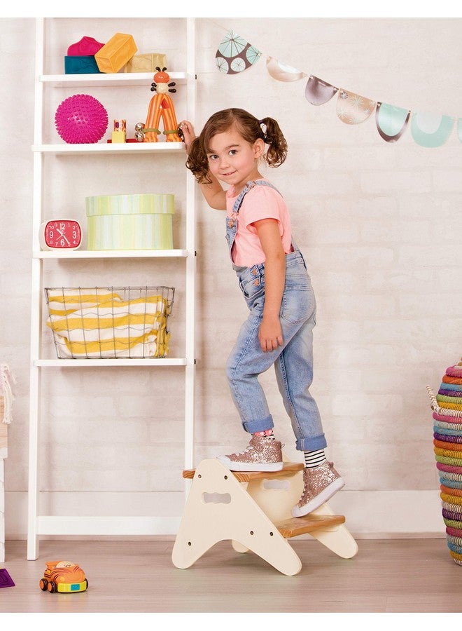 B. Toys B. toys- B. spaces- Step Stool for Kids - Ivory & Wood Stepping Stool for The Bedroom, Bathroom, Kitchen - Furniture for Toddlers - Peek-A-Boost - 2 Years +  - Image 2