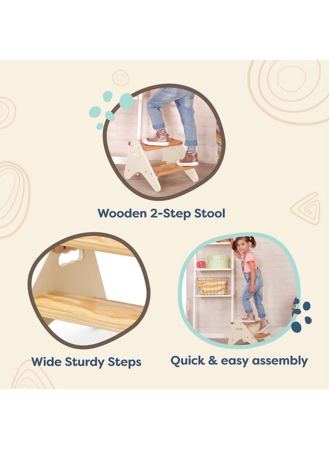 B. Toys B. toys- B. spaces- Step Stool for Kids - Ivory & Wood Stepping Stool for The Bedroom, Bathroom, Kitchen - Furniture for Toddlers - Peek-A-Boost - 2 Years +  - Image 5