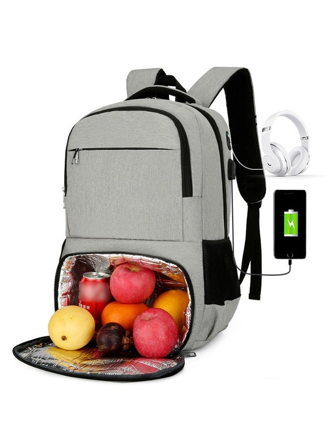 Vividorad Insulated Lunch Bag,Lunch Backpack for Women and Men,  Insulated Cooler Backpacks with Lunch Box,Large Capacity Polyester Handbag with Leakproof Cooler Bag,15.6 Inch Laptop Backpack with USB Port Reusable Water Resistant Tote Food Bag for College Beach Camping Picnics Womens Gifts  - Image 3