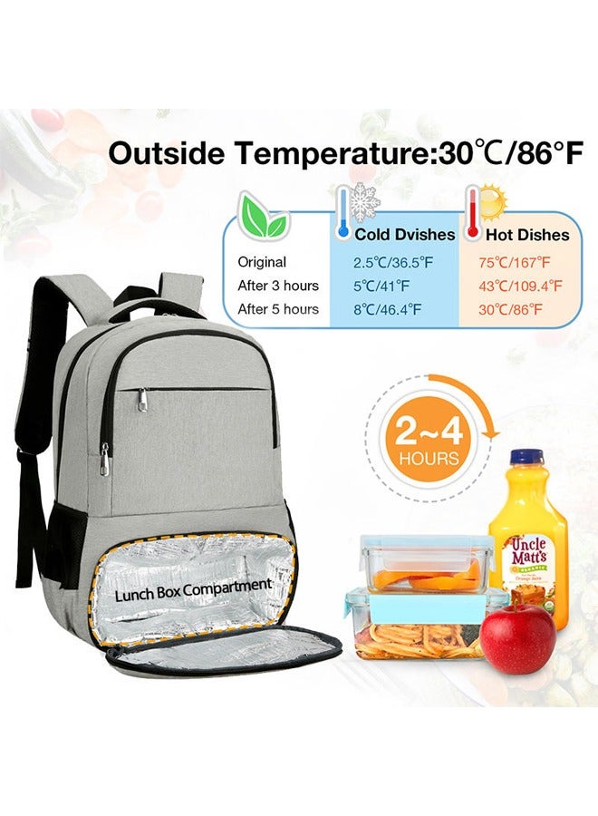 Vividorad Insulated Lunch Bag,Lunch Backpack for Women and Men,  Insulated Cooler Backpacks with Lunch Box,Large Capacity Polyester Handbag with Leakproof Cooler Bag,15.6 Inch Laptop Backpack with USB Port Reusable Water Resistant Tote Food Bag for College Beach Camping Picnics Womens Gifts  - Image 4