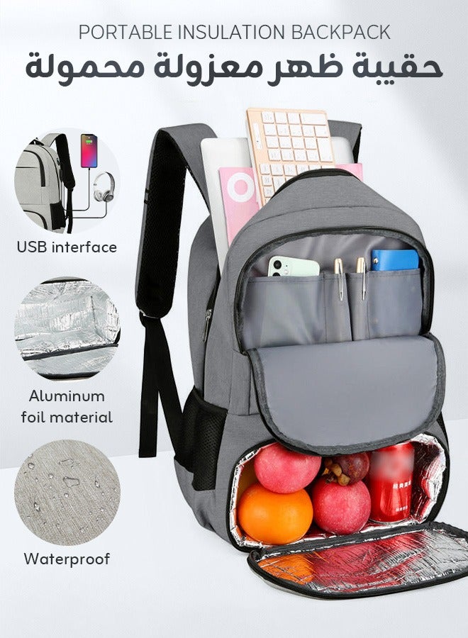 Vividorad Insulated Lunch Bag,Lunch Backpack for Women and Men,  Insulated Cooler Backpacks with Lunch Box,Large Capacity Polyester Handbag with Leakproof Cooler Bag,15.6 Inch Laptop Backpack with USB Port Reusable Water Resistant Tote Food Bag for College Beach Camping Picnics Womens Gifts  - Image 1