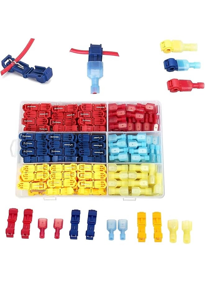 PROMASS promass 240 PCS T-Tap Wire Connectors Self-Stripping Quick Splice Electrical Terminals and Nylon Insulated Male Quick Disconnect Spade Terminals Kit with Storage Case  - Image 1