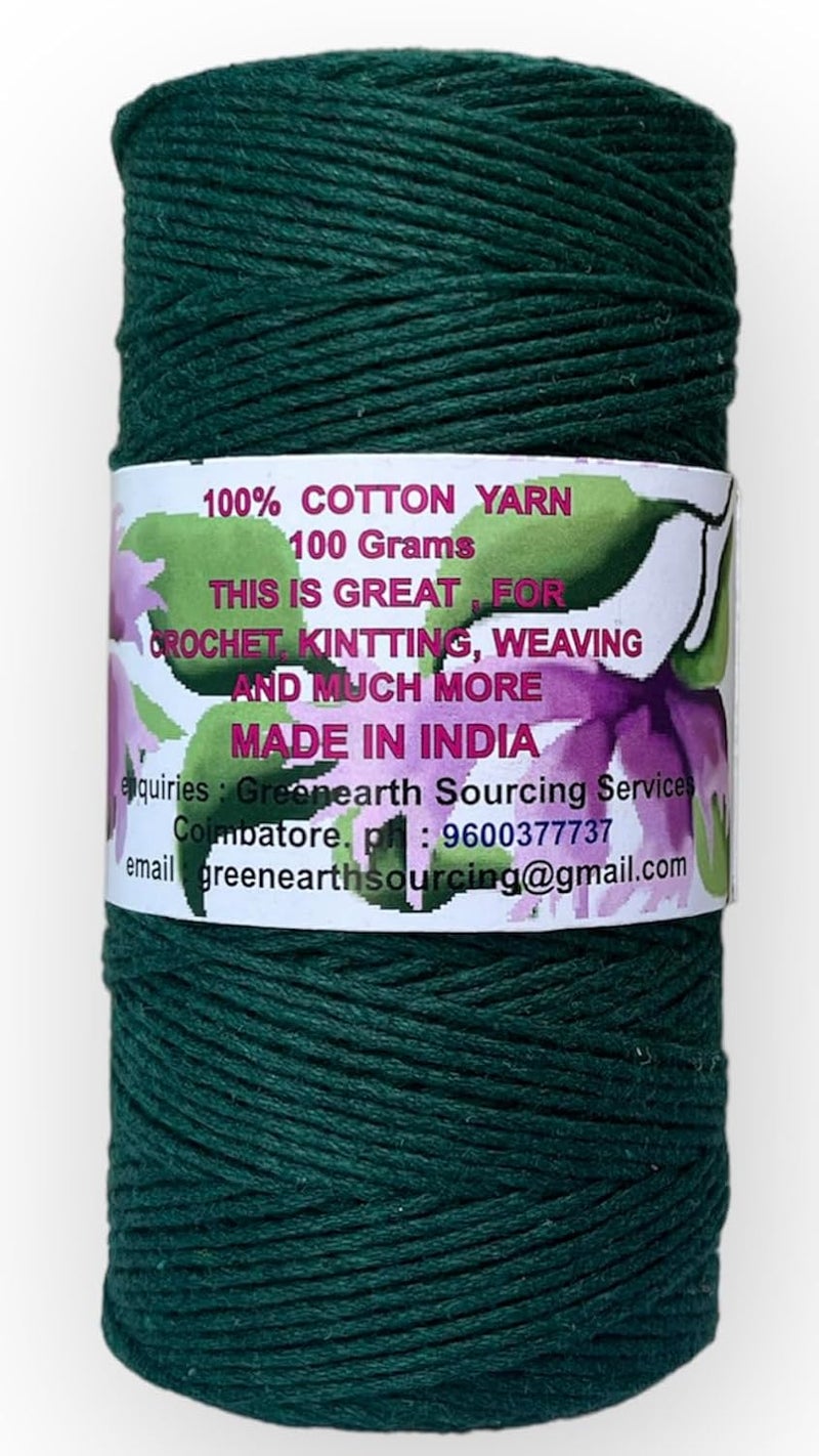 MARI - Recycled Cotton Crochet Yarn - Regular - (Bottle Green, Regular Yarn - 100 Grams - 200 Metres) - Image 2
