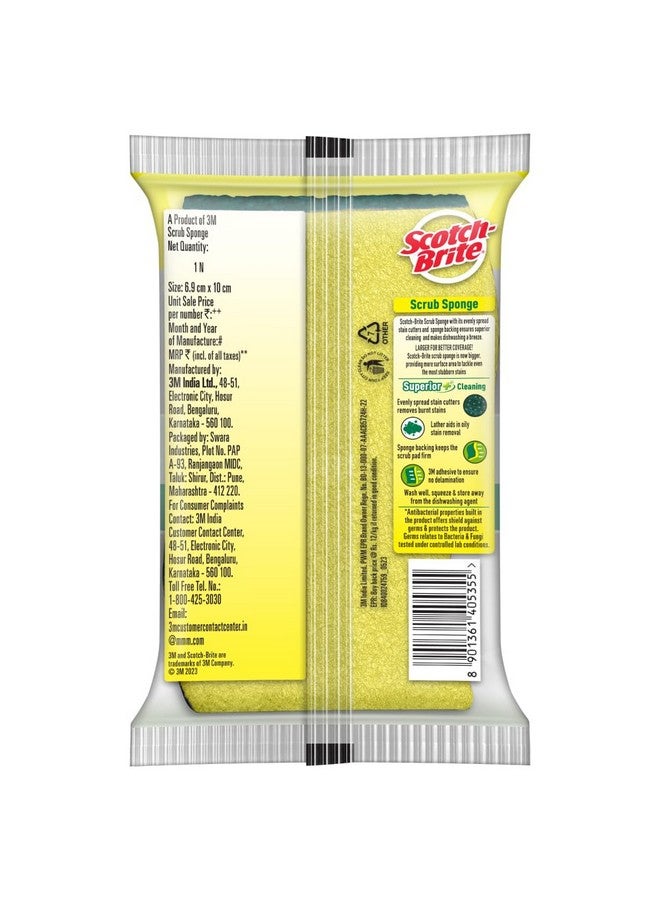 Scotch Brite Scotch-Brite Scrub Sponge Ideal For Dishwash Liquid 2N || Pack Of 6 || (10Cm X 6Cm) - Image 2
