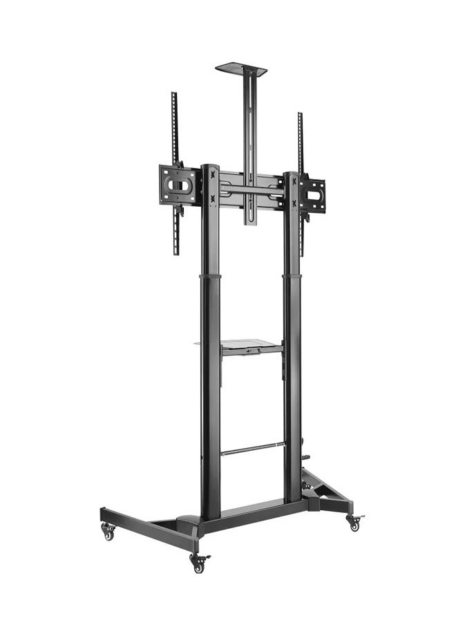 Skill Tech SH 666TB Large Screen Telescopic Height Adjustable Steel TV Cart for 60–100 Inch Screens, VESA 1000x600, Max Load 100kg – Heavy Duty Rolling TV Stand  Black  - Image 2