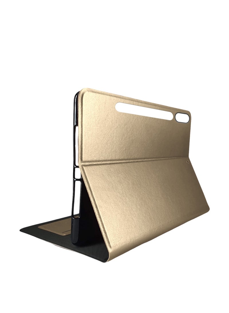 Cat - Cot Samsung Galaxy Tab S10 FE 10.9 5G 2025 (10.9 inches) CAT-COT Series PU Leather with Card Holder Flip Case Cover - Gold  - Image 2