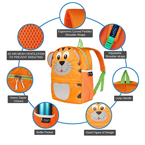 Frantic Kids Soft Animal Cartoon Travelling School Bag Soft Plush Standard Backpack Boys Girls Baby For 2 To 5 Years Baby/Boys/Girls Nursery, Preschool, Picnic(Puorangetiger) Standard - Image 4