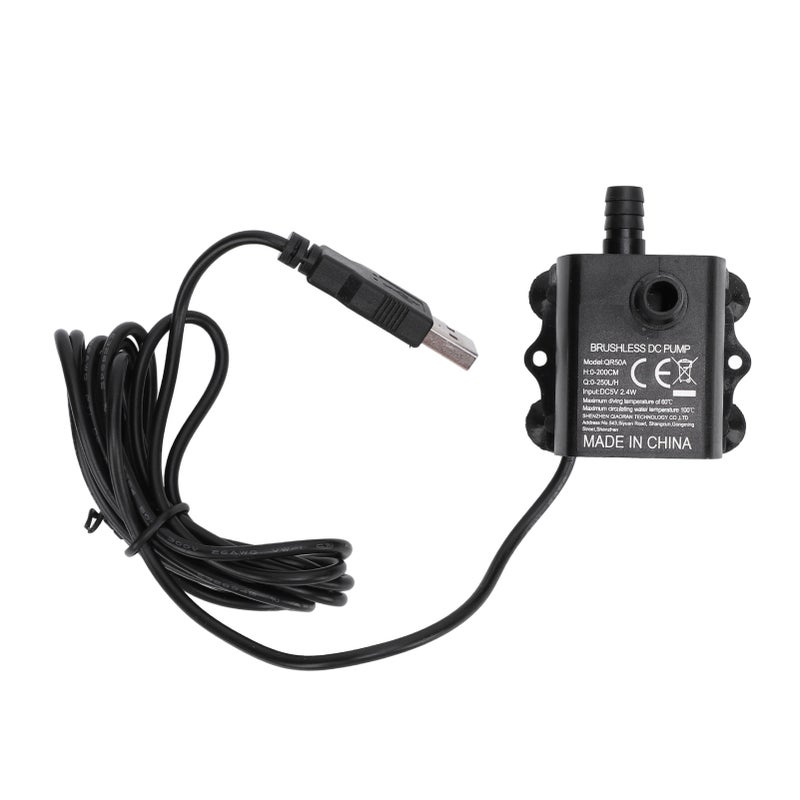 مضخة ماء صغيرة غواصة رفع 0-200 سم 0-250 لتر في الساعة تصنيح IP68 مضخة ماء USB بتوليد التيار المستمر 5 فولت وقوة 2.4 واط مع مؤشر LED - Image 4