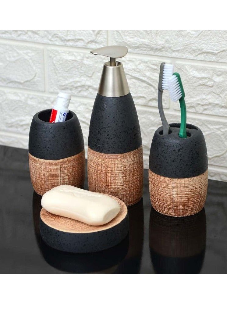 Modern ceramic bathroom set Number: 4 pieces Toothbrush holder Dispenser shower gel Sabana Shaving cup - Image 1