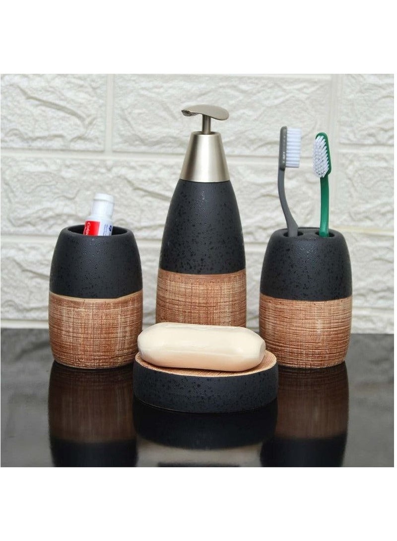 Modern ceramic bathroom set Number: 4 pieces Toothbrush holder Dispenser shower gel Sabana Shaving cup - Image 2