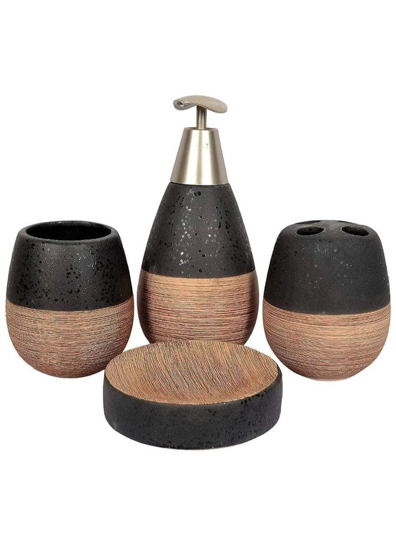 Modern ceramic bathroom set Number: 4 pieces Toothbrush holder Dispenser shower gel Sabana Shaving cup - Image 3