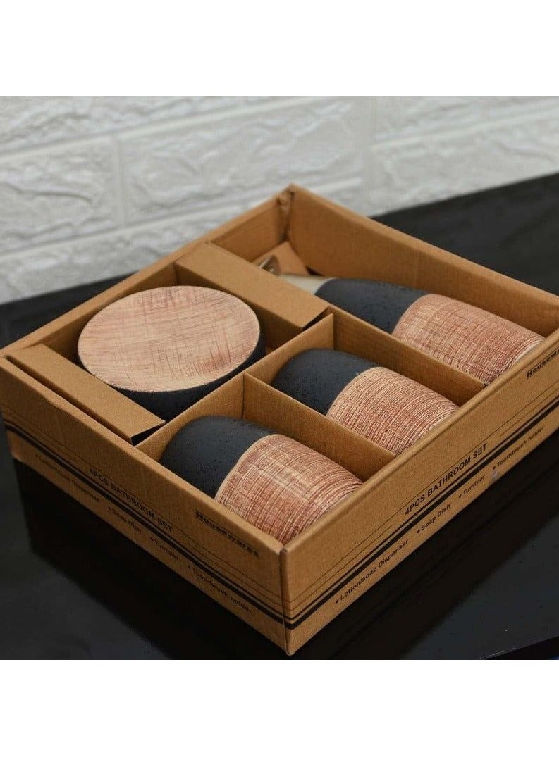 Modern ceramic bathroom set Number: 4 pieces Toothbrush holder Dispenser shower gel Sabana Shaving cup - Image 4