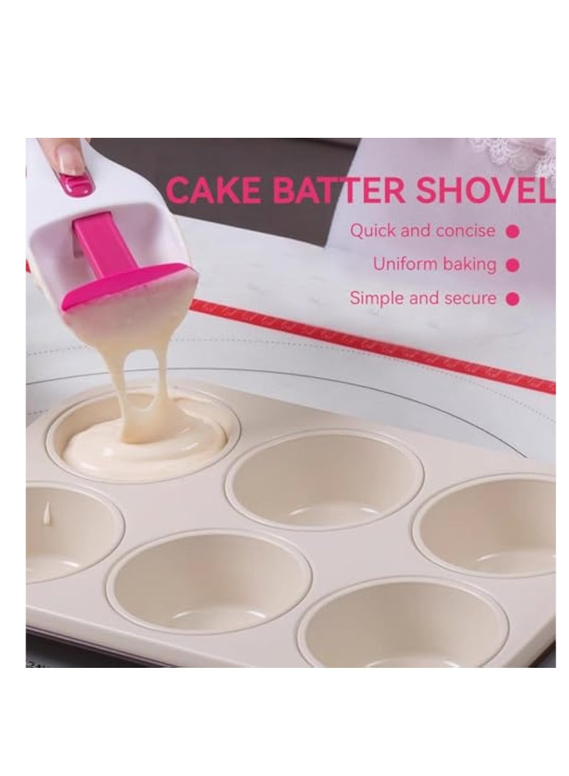 KASTWAVE 2PCS Cupcake Batter Scoop, Cake Batter Distribution Scoop, One Touch Slide Button Cake Pastry Spatula Spoon, Flour Dispenser Spoon, Ice Cream Scoop, Home Batter Dispenser Baking Tool, Kitchen Gadget  - Image 4