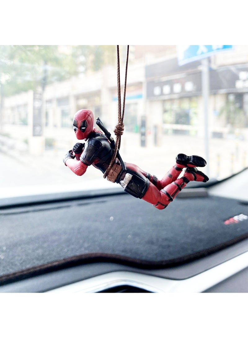 Car Rear View Mirror Hanging Accessories, Cartoon Avengers Alliance Deadpool Car Rearview Mirror Pendant, Funny Accessories for Office Home Hanging, Micro Landscape Decor, Birthday Romantic Gift - Image 3