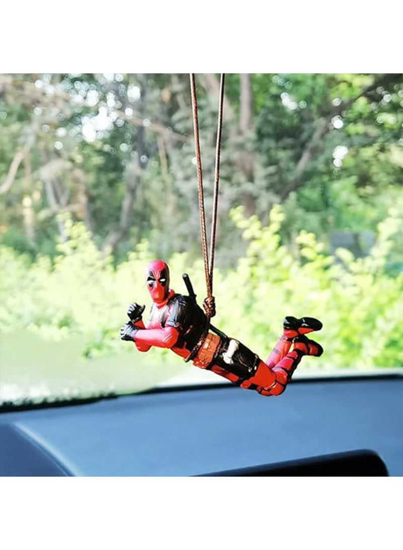 Car Rear View Mirror Hanging Accessories, Cartoon Avengers Alliance Deadpool Car Rearview Mirror Pendant, Funny Accessories for Office Home Hanging, Micro Landscape Decor, Birthday Romantic Gift - Image 4