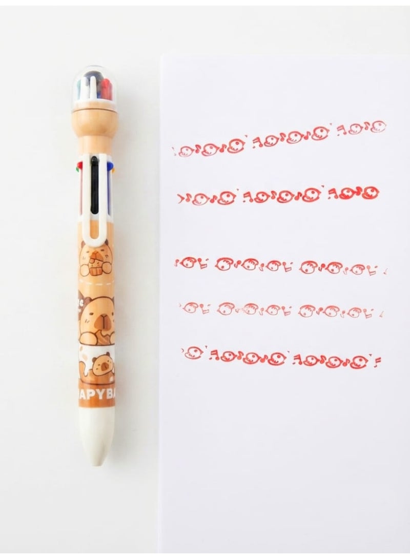 3 Pcs 6-in-1 Multicoloured Ret retractable Ballpoint Pens, 0.7mm, Roller Stamp Pen for Kids & Students - Image 2