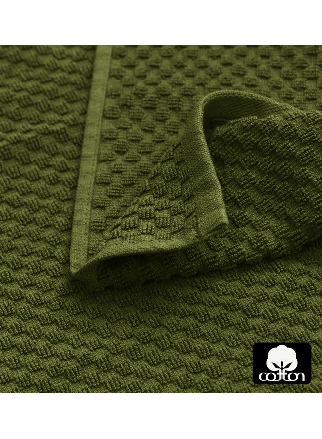 COTTON CRAFT Amazing Kitchen Towels - Set of 12 Terry Towels - 100% Cotton Euro Café Waffle Weave Dish Towel - Soft Absorbent Quick Dry Reusable Cleaning Cloth - 16x28 - Harvest Rust Green Gold Brown - Image 3