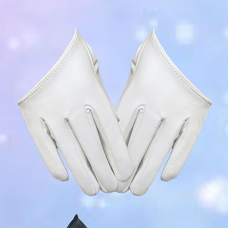 1 Pair PU Gloves Women Banquet Gloves Half Palm Gloves Finger Gloves for Adult Dance Stage Performance (White) - Image 5