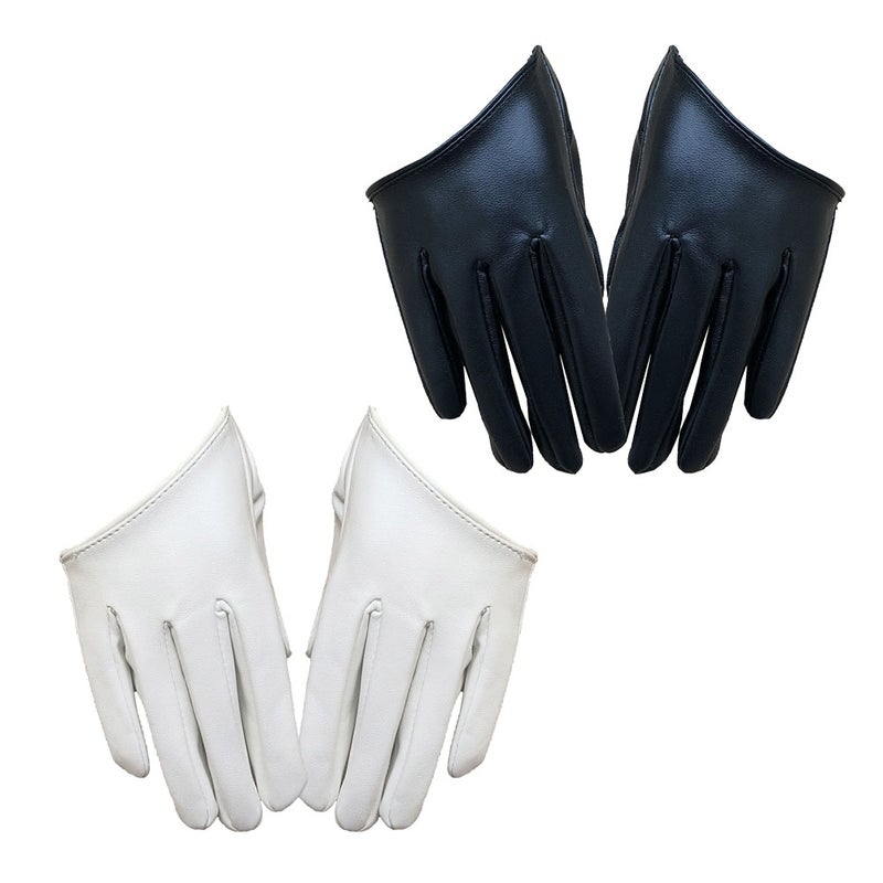 1 Pair PU Gloves Women Banquet Gloves Half Palm Gloves Finger Gloves for Adult Dance Stage Performance (White) - Image 4