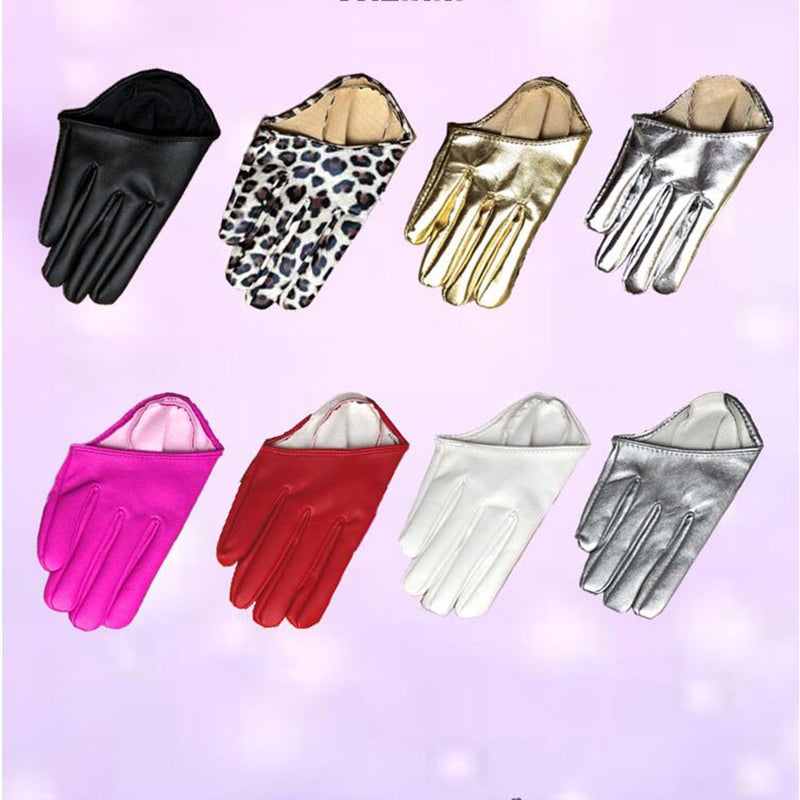 1 Pair PU Gloves Women Banquet Gloves Half Palm Gloves Finger Gloves for Adult Dance Stage Performance (White) - Image 3
