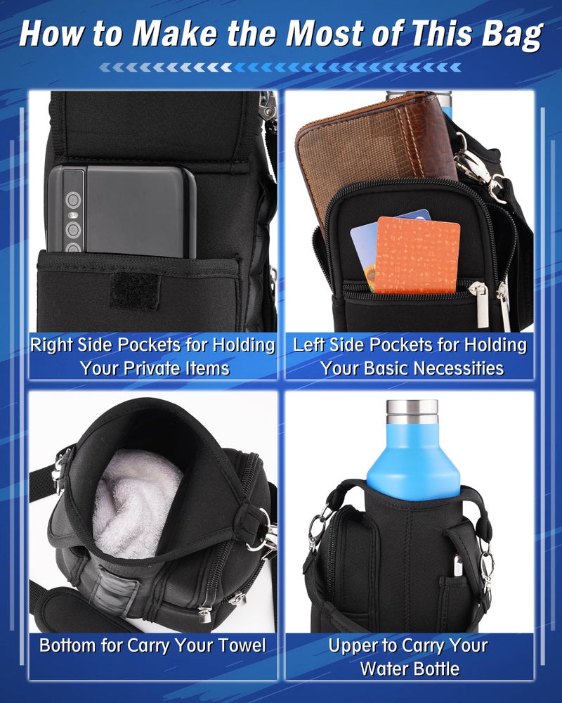 FAITIO Gym Carrier, Magnetic Gym Pouch, Tumbler Carrier with Strap Phone Pockets, Fitness Portable Crossbody Bag with 6 Built-in Magnets, Gym Carrier with strap, Magnetic bag holder for Running Traval Sports - Image 4