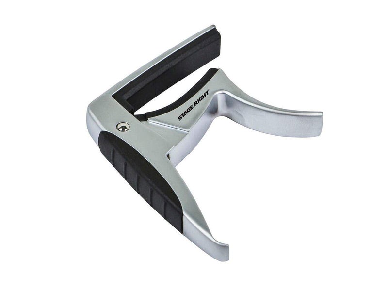 Monoprice Guitar Capo - Silver With Aluminum Body & Rubber Accents, Trigger-Style, Standard Length, Hight Quality & Light Weight - Stage Right Series - Image 1