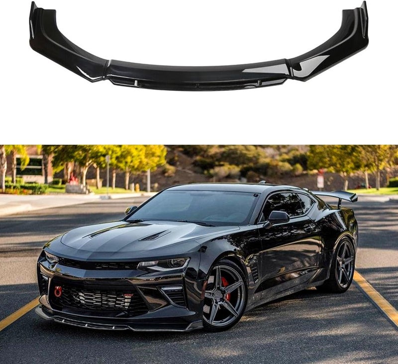 KEEPDSGN 4PCS Universal Car Front Bumper Lip Body Kit Splitter Spoiler Diffuser Protector - Gloss Black - Image 1