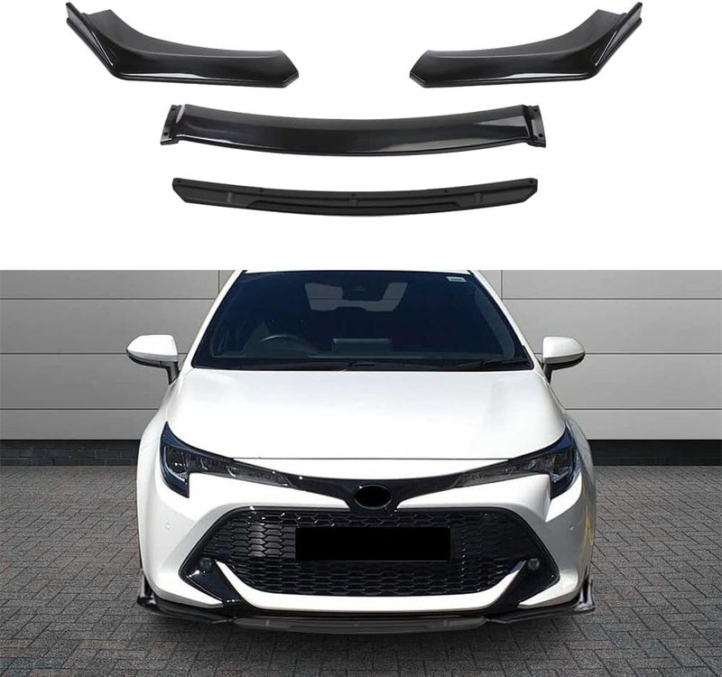 KEEPDSGN 4PCS Universal Car Front Bumper Lip Body Kit Splitter Spoiler Diffuser Protector - Gloss Black - Image 3