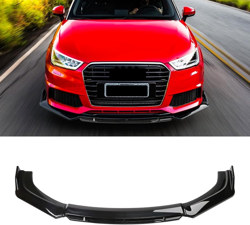 KEEPDSGN 4PCS Universal Car Front Bumper Lip Body Kit Splitter Spoiler Diffuser Protector - Gloss Black - Image 4