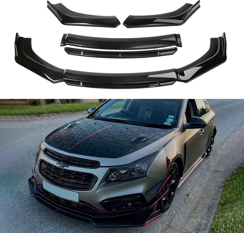 KEEPDSGN 4PCS Universal Car Front Bumper Lip Body Kit Splitter Spoiler Diffuser Protector - Gloss Black - Image 2