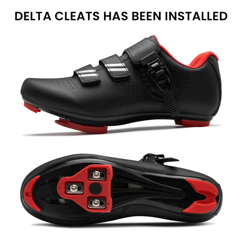 CJROSM Cycling Shoes for Men Women Compatible with Peloton Bike, Indoor Spin Shoes with Pre-Installed Delta Cleats, Comfortable & Safe Unisex Outdoor Road Cycling Shoes Black - Image 4
