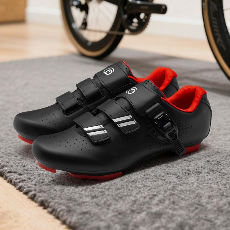 CJROSM Cycling Shoes for Men Women Compatible with Peloton Bike, Indoor Spin Shoes with Pre-Installed Delta Cleats, Comfortable & Safe Unisex Outdoor Road Cycling Shoes Black - Image 3