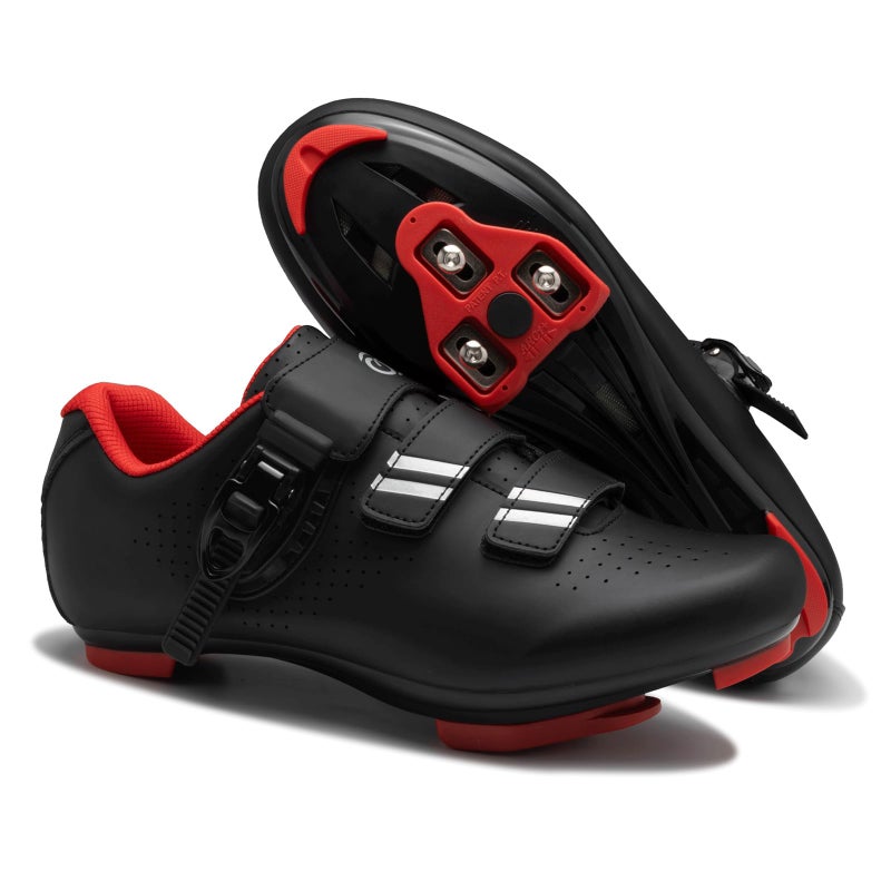 CJROSM Cycling Shoes for Men Women Compatible with Peloton Bike, Indoor Spin Shoes with Pre-Installed Delta Cleats, Comfortable & Safe Unisex Outdoor Road Cycling Shoes Black - Image 1