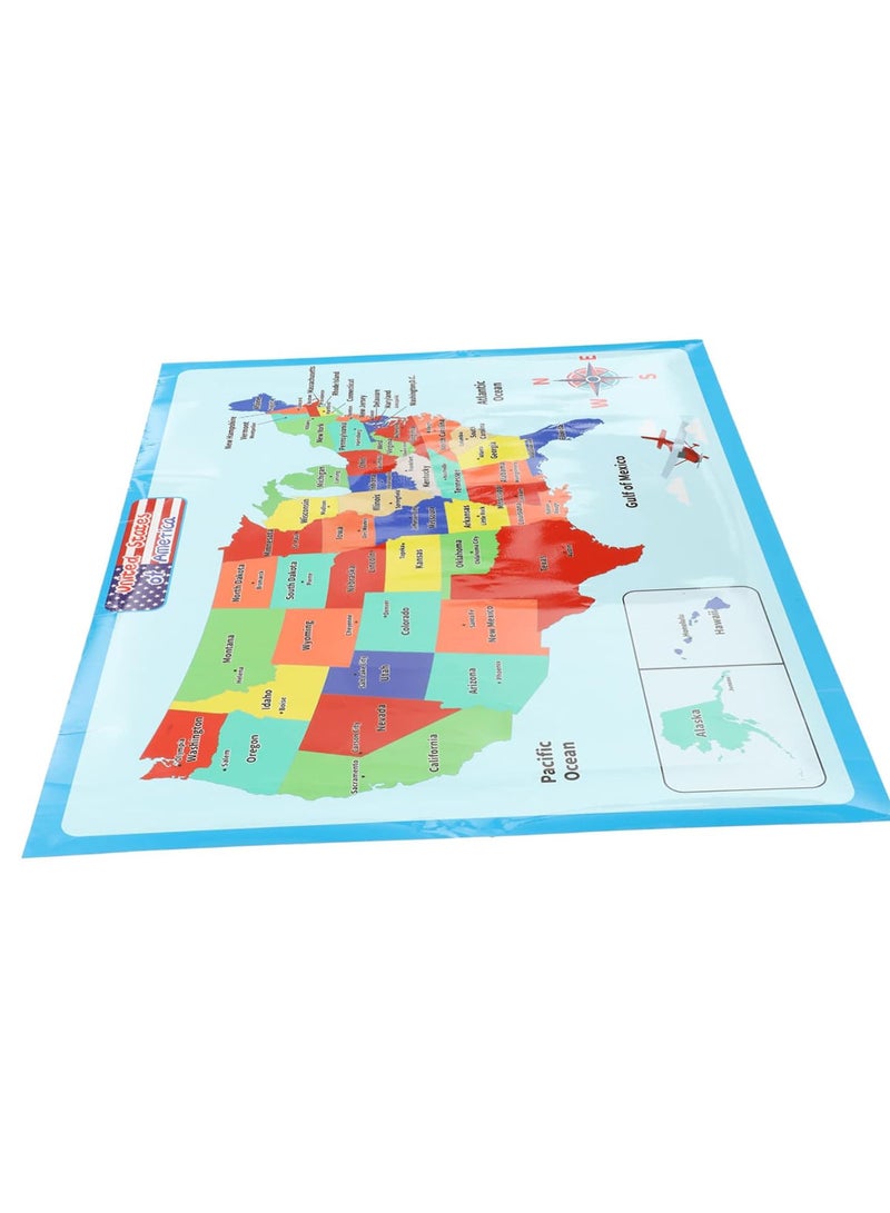 GGOOT 1 Sheet United States Map Cartoon Posters Map of The United States School Accessory Household Learning Posters Usa Map for Kids Portable Child Synthetic Paper Decorative Paintings - Image 1