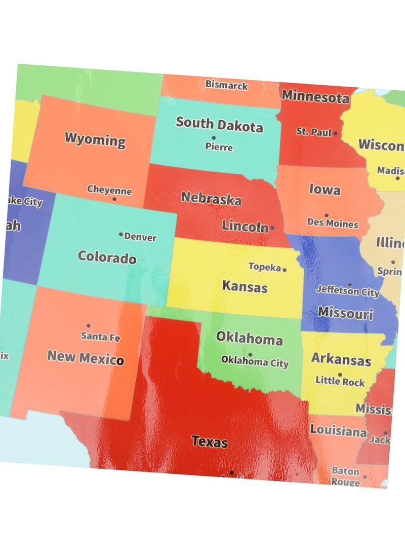 GGOOT 1 Sheet United States Map Cartoon Posters Map of The United States School Accessory Household Learning Posters Usa Map for Kids Portable Child Synthetic Paper Decorative Paintings - Image 2