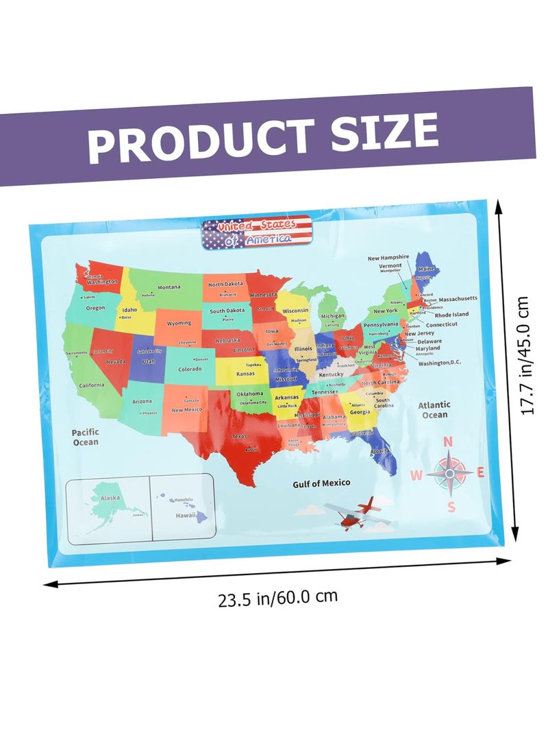 GGOOT 1 Sheet United States Map Cartoon Posters Map of The United States School Accessory Household Learning Posters Usa Map for Kids Portable Child Synthetic Paper Decorative Paintings - Image 3